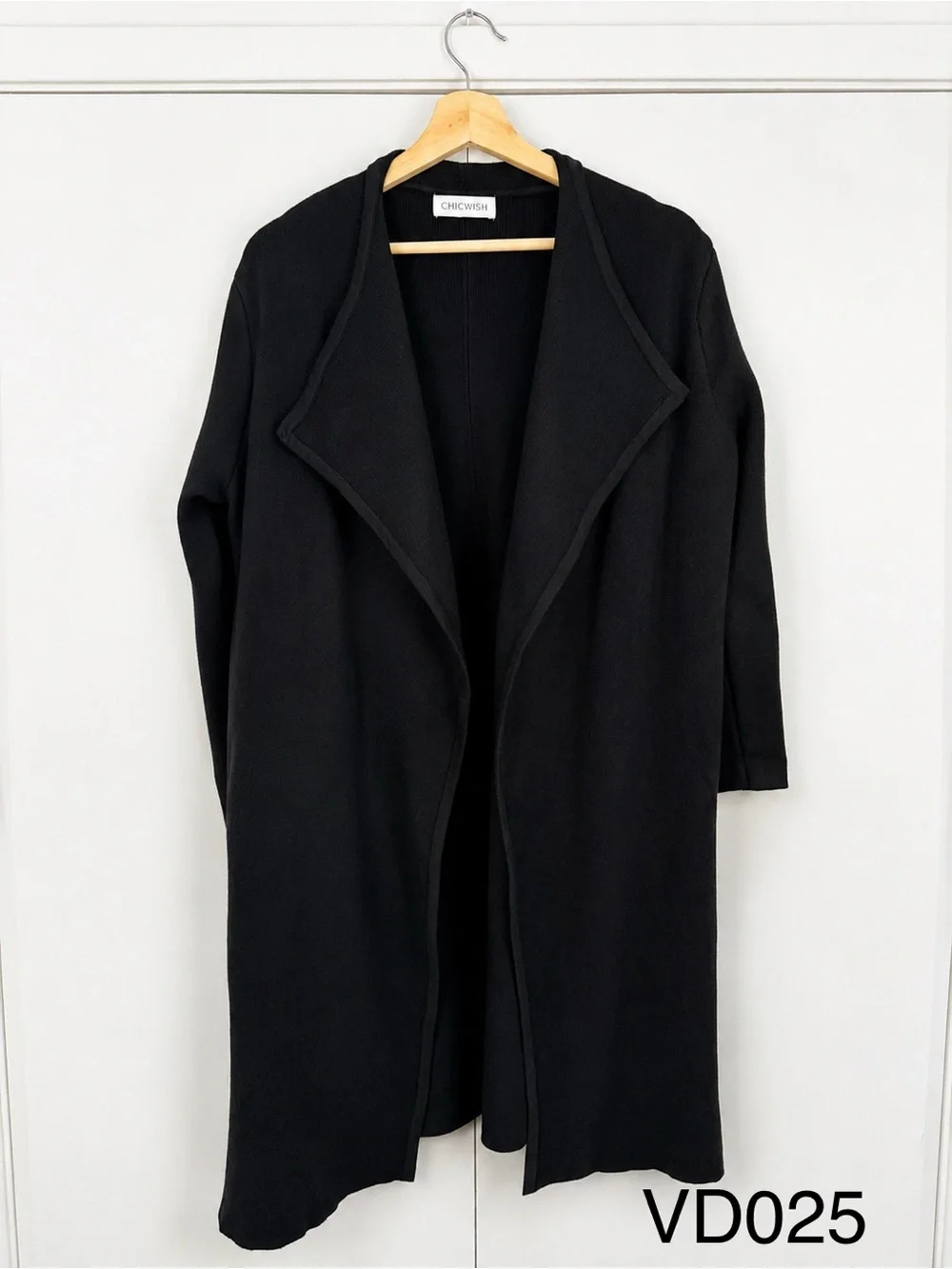 Chicwish Classy Open Front Knit Coat Black XL-XXL